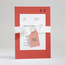 Faire-part mariage Enlacés personnalisable - Couleur Rouge/Terracotta - 21 x 14,5 cm (une fois assemblé) - Monfairepart
