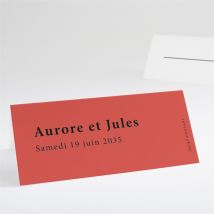 Marque-place mariage Enlacés personnalisable - Couleur Rouge - 9,5 x 4,2 cm - Monfairepart