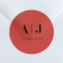 Sticker mariage Enlacés personnalisable - Couleur Rouge - 4 cm - Monfairepart