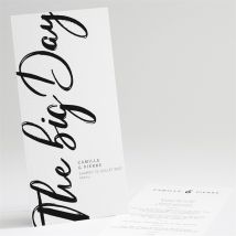 Menu mariage The Big Day personnalisable - Couleur Vert, Noir et Blanc/Noir et Blanc - 10 x 21 cm - Monfairepart