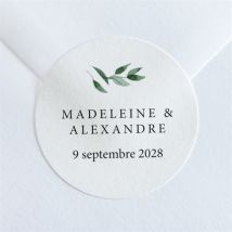 Sticker mariage A l'ombre de l'olivier personnalisable - Couleur Vert et Blanc - 4 cm - Monfairepart
