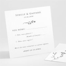 Carton réponse mariage Délicate ficelle personnalisable - Couleur Noir et Blanc - 9,5 x 9,5 cm - Monfairepart