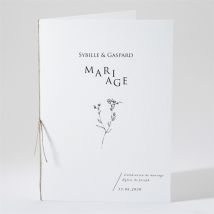 Livret de messe mariage Délicate ficelle personnalisable - Couleur Noir et Blanc - 15,2 x 21,5 cm - Monfairepart