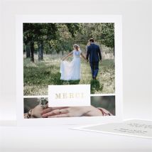 Carte de remerciement mariage Que je t'aime personnalisable - Couleur Gris et Doré - 13,5 x 13,5 cm - Monfairepart