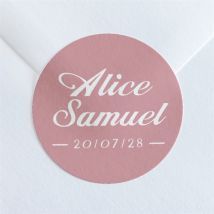 Sticker mariage Baroque personnalisable - Couleur Rose - 4 cm - Monfairepart