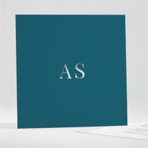 Faire-part mariage Bleu minimaliste personnalisable - Couleur Bleu/Argenté - 13,5 x 13,5 cm - Monfairepart