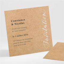 Carton d'invitation mariage Photomaton personnalisable - Couleur Kraft - 9,5 x 9,5 cm - Monfairepart