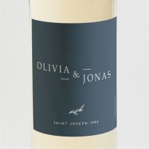 Etiquette de bouteille mariage Délicatesse personnalisable - Couleur Bleu et Gris - 9,5 x 9,5 cm - Monfairepart