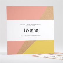 Faire-part naissance Pastel et kraft personnalisable - Couleur Rose et Jaune/Kraft - 13,5 x 13,5 cm - Monfairepart