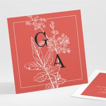 Carton d'invitation mariage Gravure rouge personnalisable - Couleur Rouge - 9,5 x 9,5 cm - Monfairepart