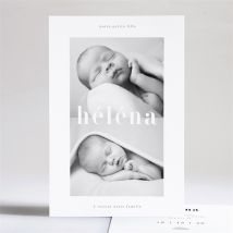 Faire-part naissance Double jeu personnalisable - Couleur Noir, Blanc et Blanc et Gris - 14,5 x 21 cm - Monfairepart