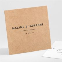 Carton d'invitation mariage AMOUR ! personnalisable - Couleur Beige et Marron/Kraft - 9,5 x 9,5 cm - Monfairepart