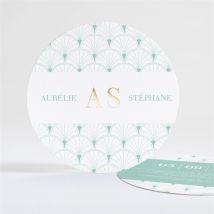 Faire-part mariage Graphique personnalisable - Couleur Vert/Bleu et Doré - 13,5 cm - Monfairepart