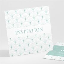 Carton d'invitation mariage Graphique personnalisable - Couleur Vert et Blanc - 9,5 x 9,5 cm - Monfairepart