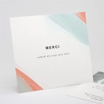 Carte de remerciement mariage Ton Pastel personnalisable - Couleur Rouge/Bleu et Orange, Beige et Blanc et Gris - 15 x 14 cm - Monfairepart