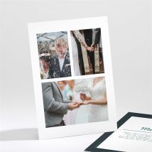 Carte de remerciement mariage Save the date gravure personnalisable - Couleur Vert, Bleu et Blanc - 9,5 x 13,8 cm - Monfairepart