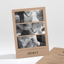 Carte de remerciement mariage Romance vintage personnalisable - Couleur Beige et Noir, Blanc et Marron et Noir/Kraft - 9,5 x 13,8 cm - Monfairepart