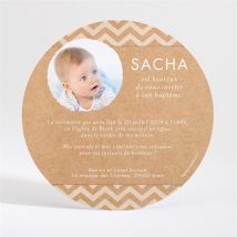Faire-part de baptême Farandole de kraft personnalisable - Couleur Marron/Kraft - 13,5 cm - Monfairepart