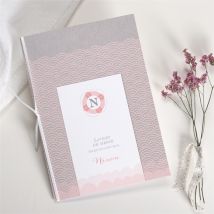 Livret de messe baptême Forme originale personnalisable - Couleur Rose, Blanc et Gris - 15,2 x 21,5 cm - Monfairepart