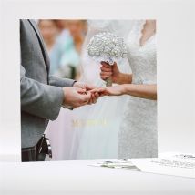 Carte de remerciement mariage Explosion personnalisable - Couleur Vert, Blanc et Gris et Doré - 13,5 x 13,5 cm - Monfairepart