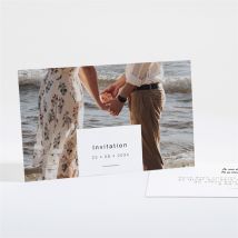 Carton d'invitation mariage Main dans la main personnalisable - Couleur Noir et Blanc - 13,5 x 8,5 cm - Monfairepart