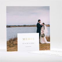 Carte de remerciement mariage Main dans la main personnalisable - Couleur Bleu, Marron et Gris et Doré - 13,5 x 13,5 cm - Monfairepart