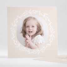 Remerciement baptême Initiales d'or personnalisable - Couleur Rose et Beige, Blanc et Gris - 13,5 x 13,5 cm - Monfairepart