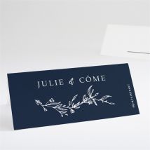 Marque-place mariage Bleu minéral personnalisable - Couleur Bleu et Blanc - 9,5 x 4,2 cm - Monfairepart
