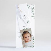 Faire-part de baptême Décoration végétale personnalisable - Couleur Vert et Blanc - 21 x 9 cm (une fois assemblé) - Monfairepart
