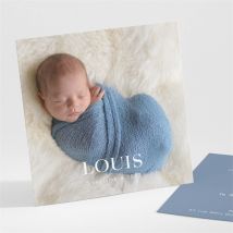 Faire-part naissance Moderne et tendance personnalisable - Couleur Bleu - 9,5 x 9,5 cm - Monfairepart