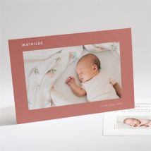 Faire-part naissance Cadre chic personnalisable - Couleur Rose/Terracotta - 21 x 14,5 cm - Monfairepart