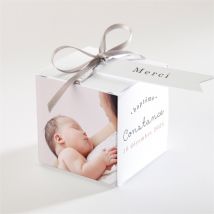 Boîte de dragées baptême Profil de colombe personnalisable - Couleur Rose et Beige, Blanc et Gris - 4,5 cm - Monfairepart