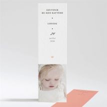 Signet baptême Millefeuille de rose personnalisable - Couleur Rose et Blanc - 5,4 x 19,4 cm - Monfairepart