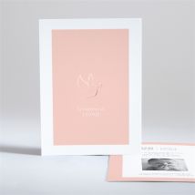 Faire-part de baptême Colombe cuivrée personnalisable - Couleur Rose/Orange, Beige et Blanc et Gris et Doré - 10,3 x 14 cm - Monfairepart