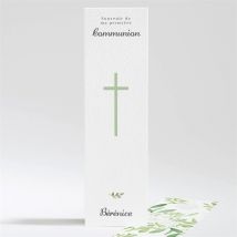 Signet communion Ornements personnalisable - Couleur Vert, Jaune et Blanc - 5,4 x 19,4 cm - Monfairepart