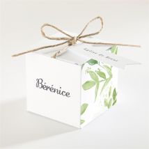 Boîte de dragées communion Ornements personnalisable - Couleur Vert, Blanc et Gris - 4,5 cm - Monfairepart