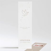 Signet baptême Envolée minimaliste personnalisable - Couleur Beige et Blanc - 5,4 x 19,4 cm - Monfairepart