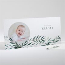 Faire-part naissance Feuillage à l'aquarelle personnalisable - Couleur Vert - 21 x 10 cm - Monfairepart