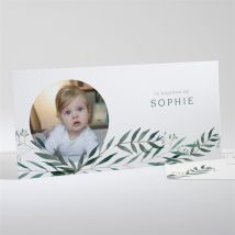 Faire-part de baptême Jolie annonce Champêtre personnalisable - Couleur Blanc - 21 x 10 cm - Monfairepart