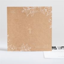 Faire-part communion Illuminations personnalisable - Couleur Marron/Doré/Kraft - 13,5 x 13,5 cm - Monfairepart