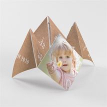 Faire-part de baptême Pele mele photo original personnalisable - Couleur Jaune/Beige, Marron et Blanc/Kraft - 20,9 x 20,9 cm - Monfairepart