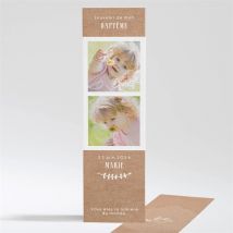 Signet baptême Pele mele photo original personnalisable - Couleur Beige et Marron/Kraft - 5,4 x 19,4 cm - Monfairepart