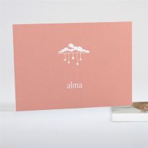 Remerciement naissance Tout en un naissance fille personnalisable - Couleur Rose, Orange et Blanc - 14,5 x 10,5 cm - Monfairepart