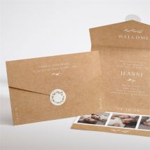 Faire-part naissance Faire-part Enveloppe personnalisable - Couleur Beige et Marron/Kraft - 11,8 x 17,4 cm - Monfairepart