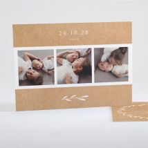 Remerciement naissance Faire-part Enveloppe personnalisable - Couleur Beige et Marron/Kraft - 14,5 x 10,5 cm - Monfairepart
