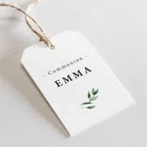 Etiquette communion Belle Simplicité personnalisable - Couleur Vert et Blanc - 4 x 6 cm - Monfairepart