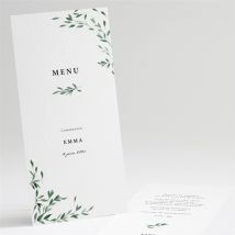 Menu communion Belle Simplicité personnalisable - Couleur Vert et Blanc - 10 x 21 cm - Monfairepart