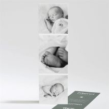 Remerciement naissance Joie personnalisable - Couleur Vert, Noir et Blanc/Noir et Blanc et Gris - 5,4 x 19,4 cm - Monfairepart