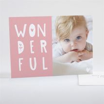 Remerciement naissance Rose personnalisable - Couleur Rose, Blanc et Gris - 14,5 x 10,5 cm - Monfairepart