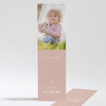 Signet baptême Rose thé personnalisable - Couleur Rose - 5,4 x 19,4 cm - Monfairepart